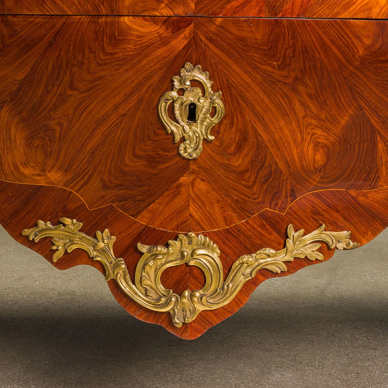 Commode with 2 drawers in bois de rose, marble & bronze, 18th century 8