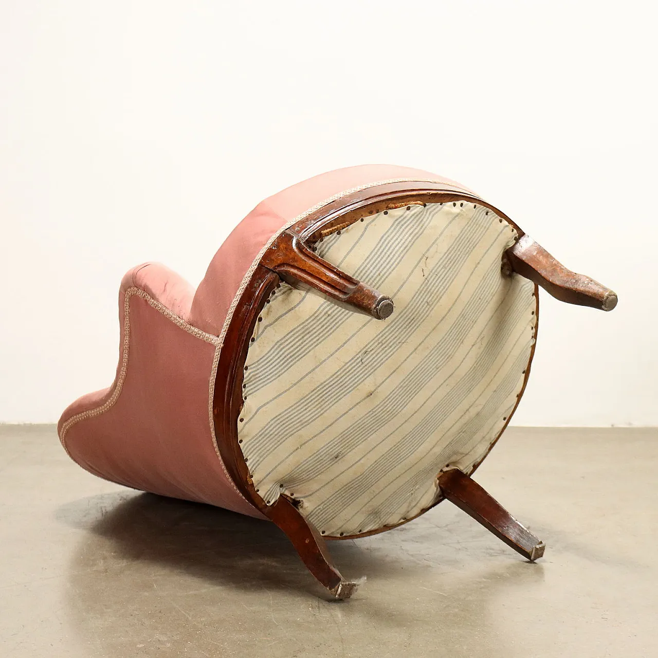 Coppia di poltrone in legno e tessuto, '800 10