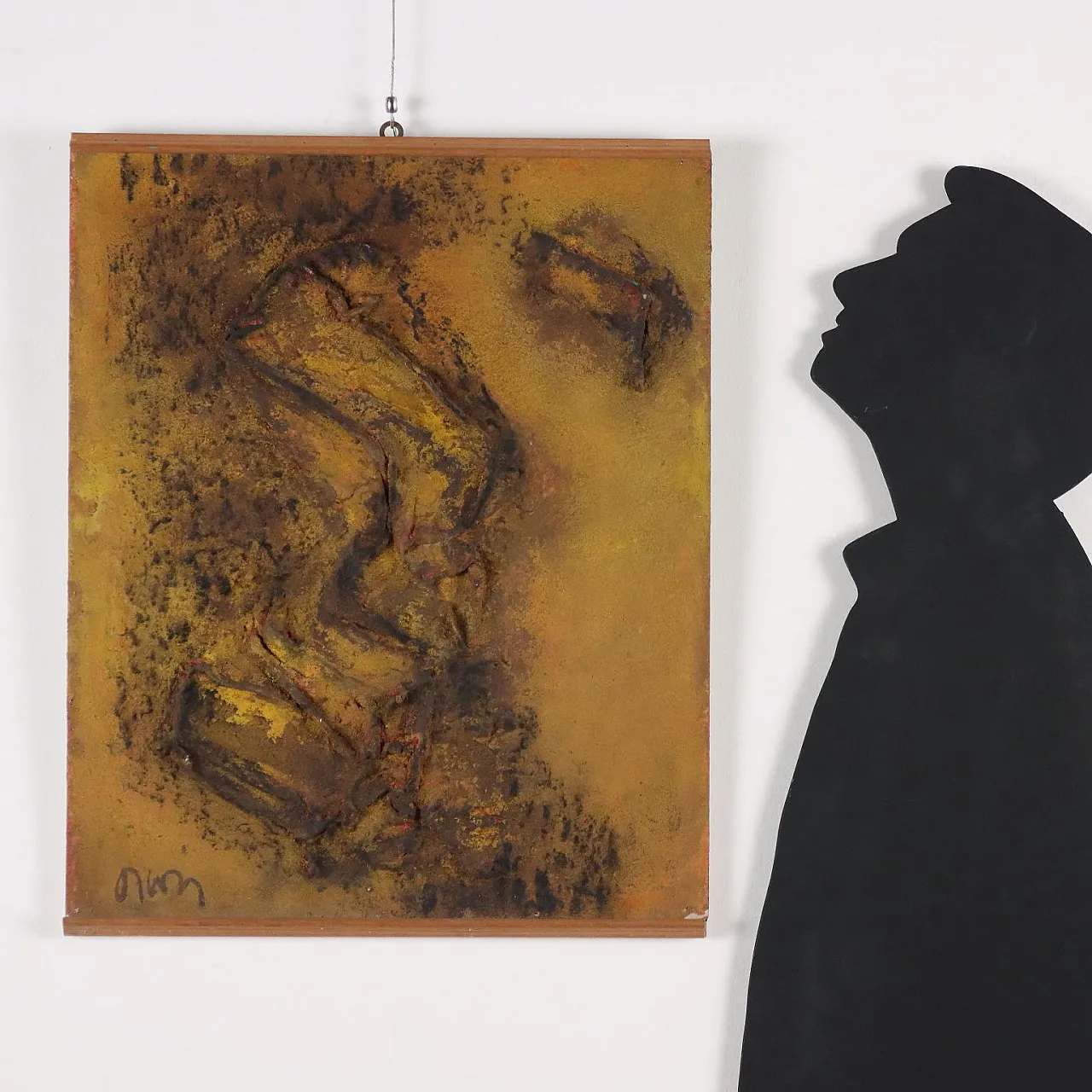 Quadro moderno di Orazi, tecnica mista su faesite, anni '60 2