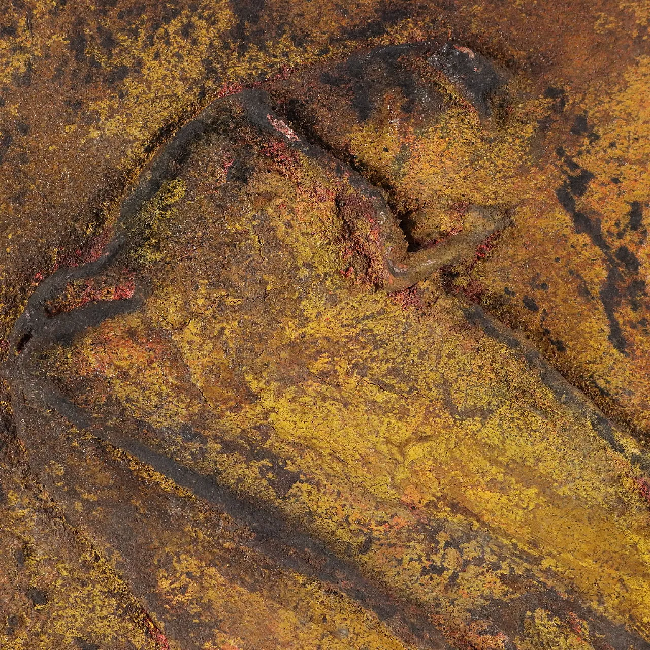 Quadro moderno di Orazi, tecnica mista su faesite, anni '60 5