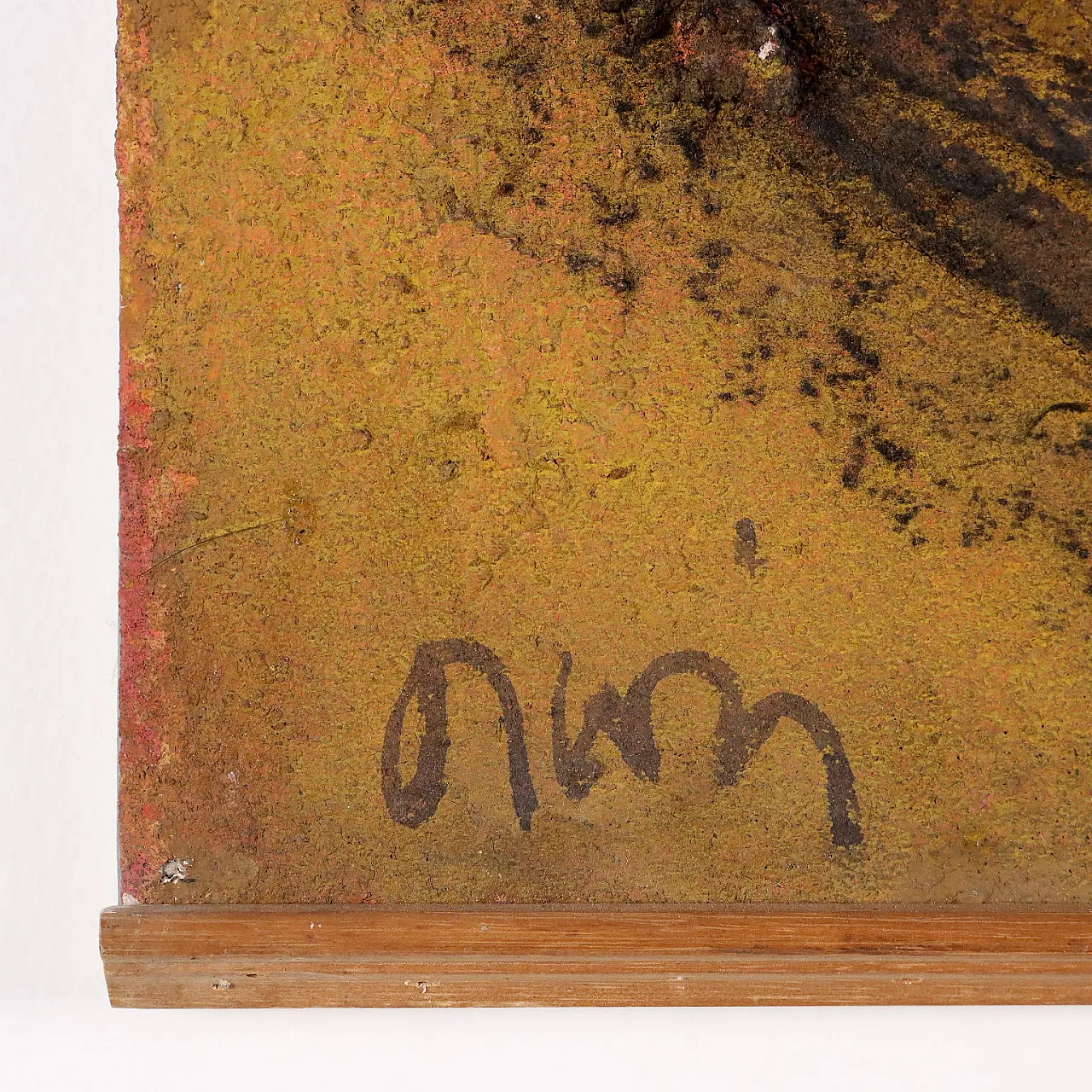 Quadro moderno di Orazi, tecnica mista su faesite, anni '60 7