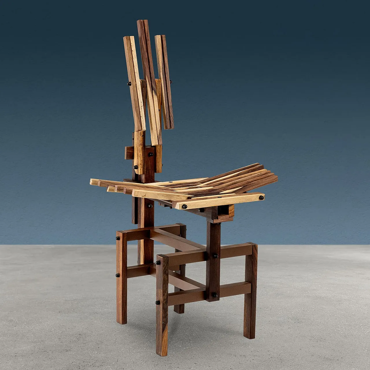 Post-modern sculptural chair wood di Anacleto Spazzapan, 2000s 1