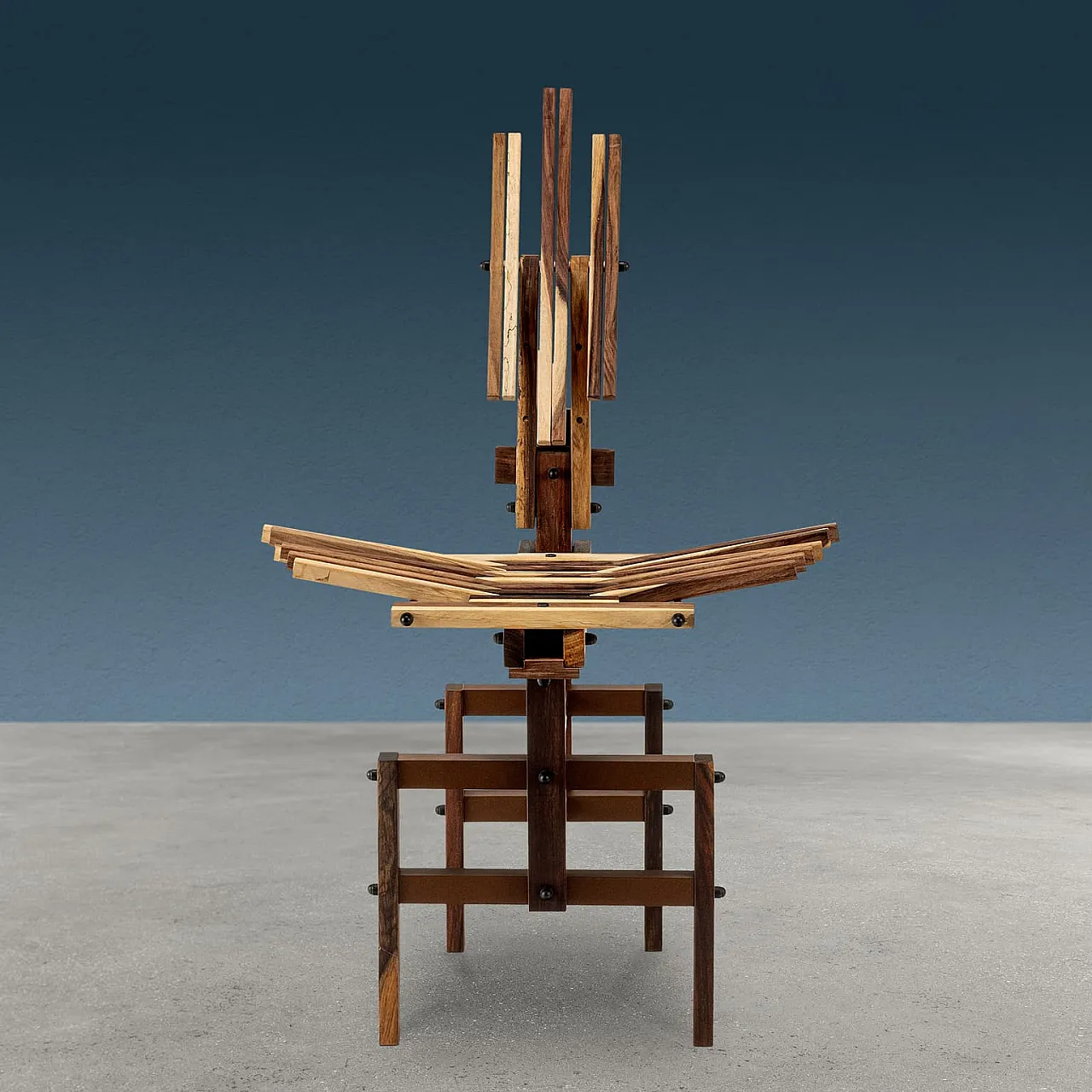 Post-modern sculptural chair wood di Anacleto Spazzapan, 2000s 2