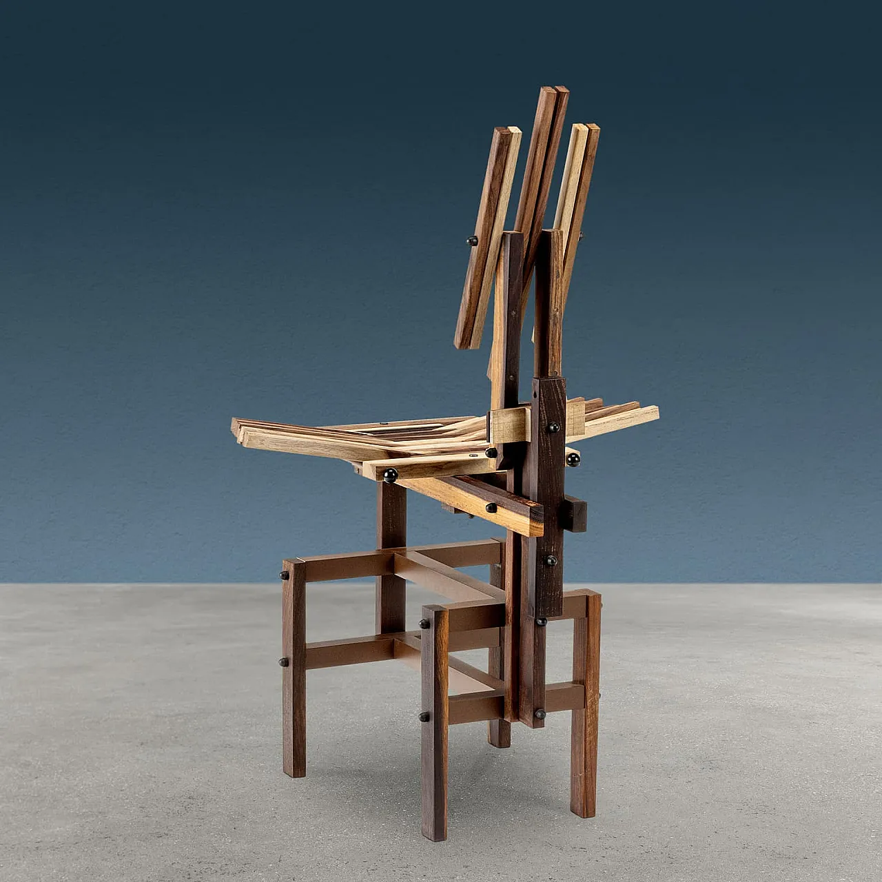 Post-modern sculptural chair wood di Anacleto Spazzapan, 2000s 4