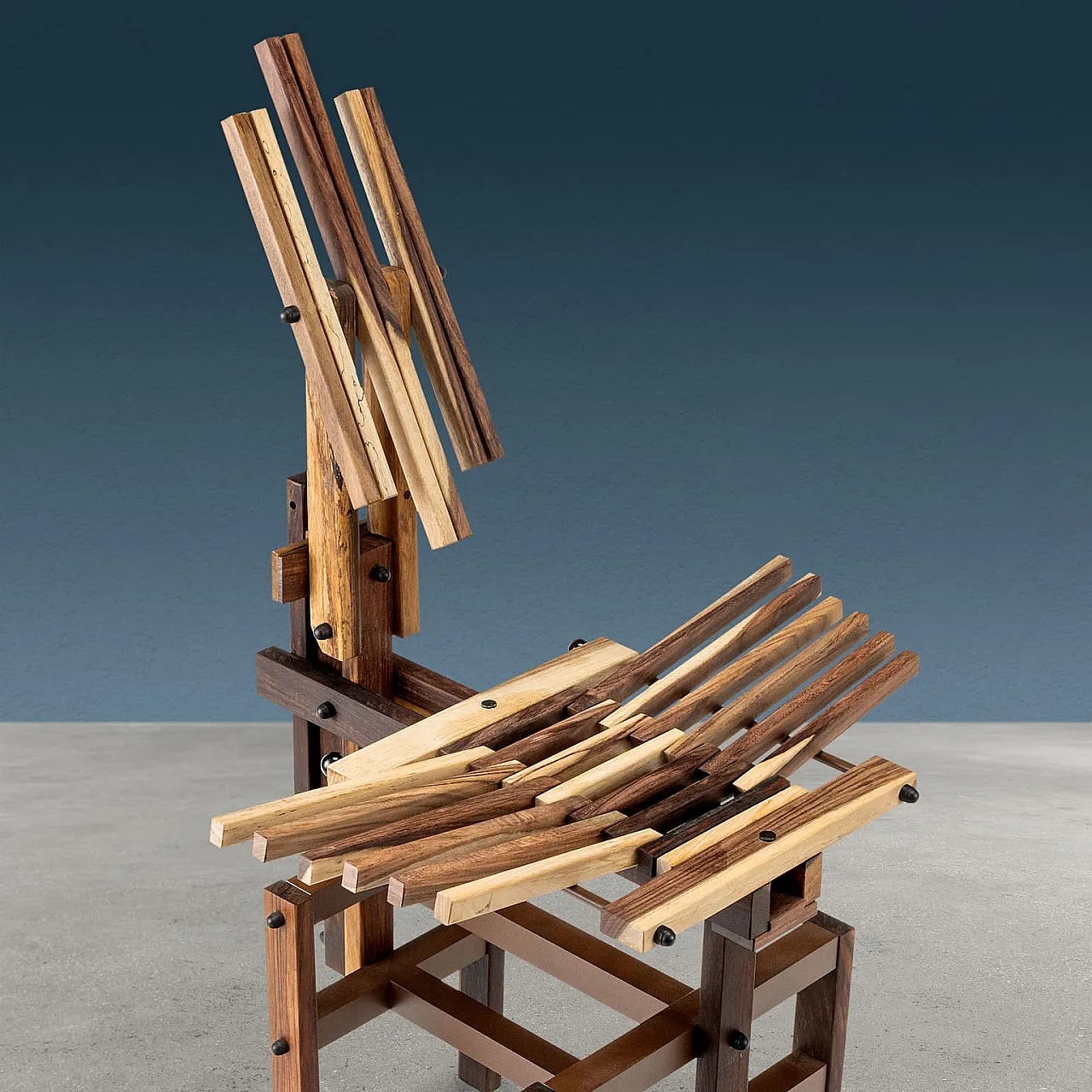 Post-modern sculptural chair wood di Anacleto Spazzapan, 2000s 6