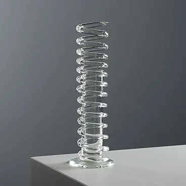 Pair of Monfiore Fornasetti twisted glass vases, 1970s