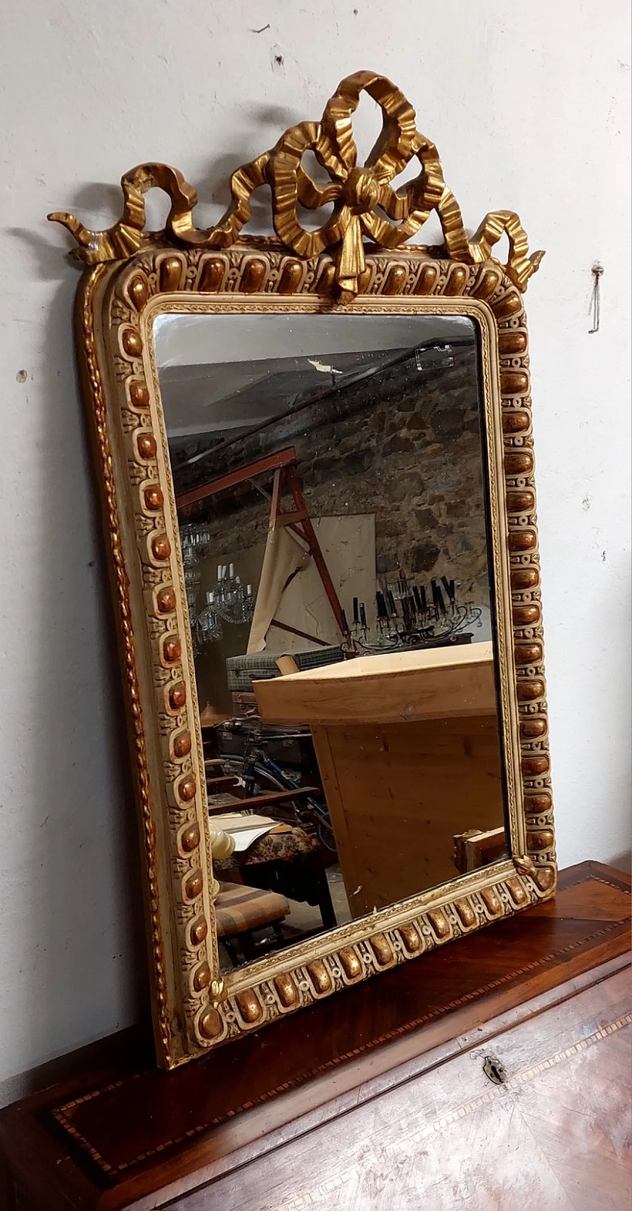 Specchiera dorata e laccata Napoleone III, fine '800 8