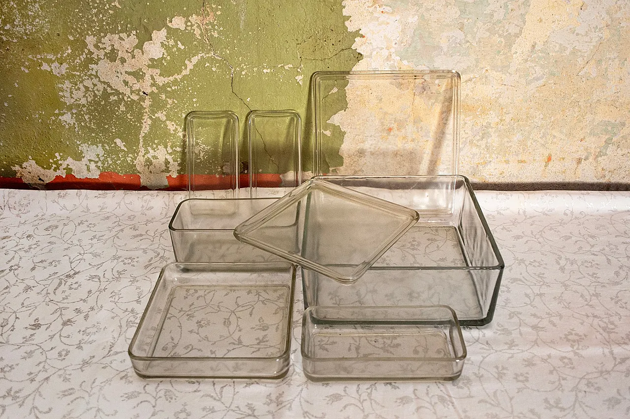 8 contenitori in vetro Kubus  di Wilhelm Wagenfeld per Vlg, anni '30 3