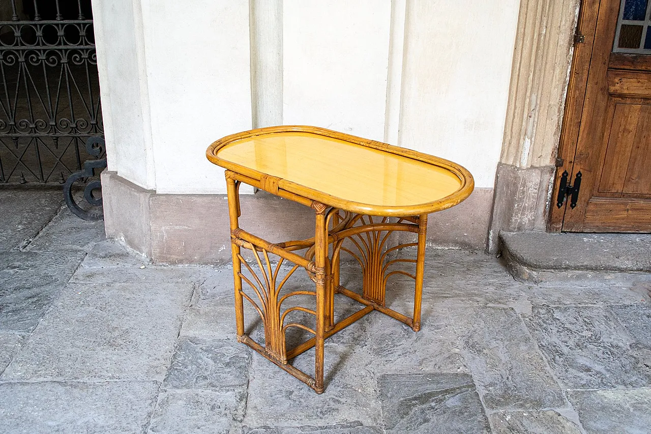 Tavolino Art Déco in bambù e rattan di Vivai del Sud, anni '60 3
