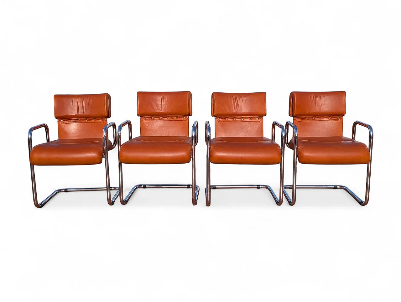 4 Tucroma leather chairs by Guido Faleschini, 1970s 1