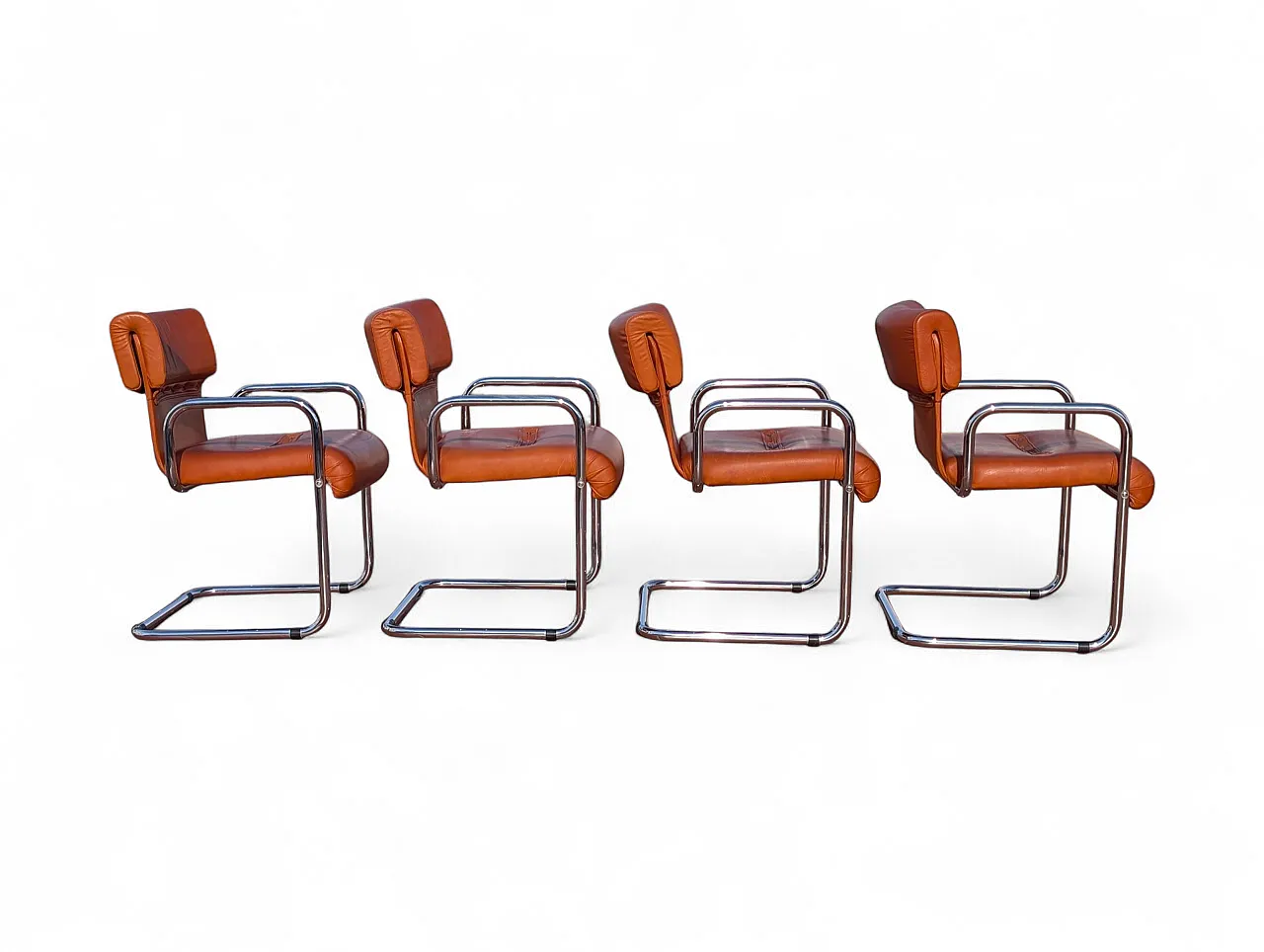 4 Tucroma leather chairs by Guido Faleschini, 1970s 2