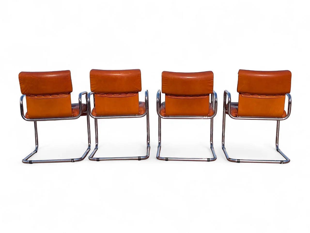 4 Tucroma leather chairs by Guido Faleschini, 1970s 5
