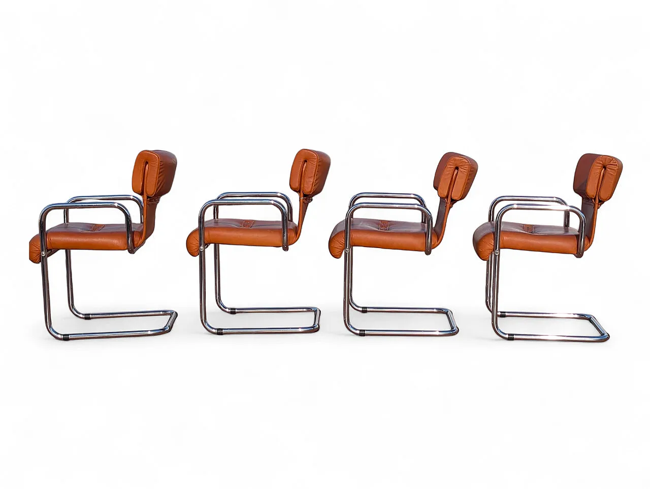 4 Tucroma leather chairs by Guido Faleschini, 1970s 8