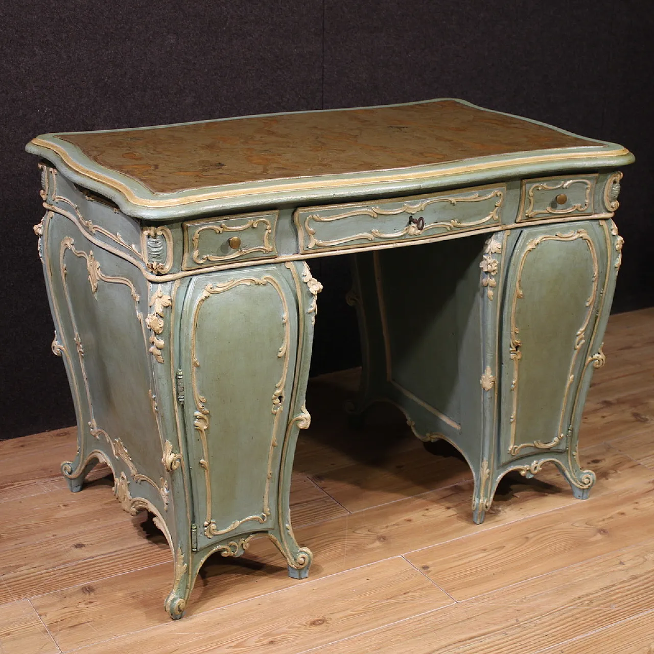 Venetian lacquered and painted desk, 20th century 1