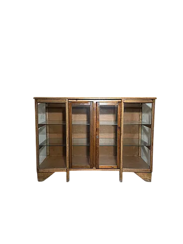 Vetrina in legno con pannelli in vetro, anni '30