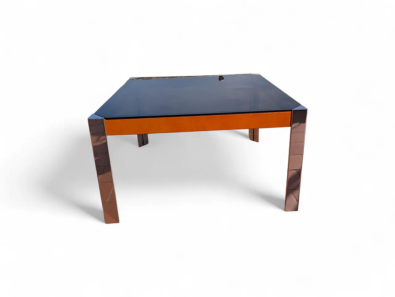 Tavolo da pranzo in vetro fumè e acciaio cromato, anni '70 4