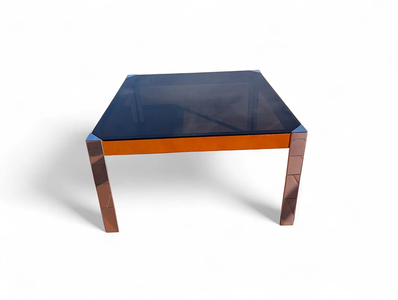 Tavolo da pranzo in vetro fumè e acciaio cromato, anni '70 6