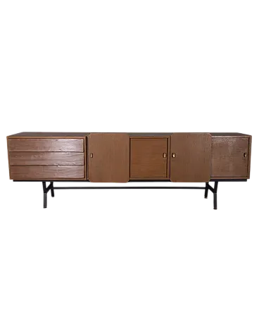 Credenza grande in teak e ottone, anni '60