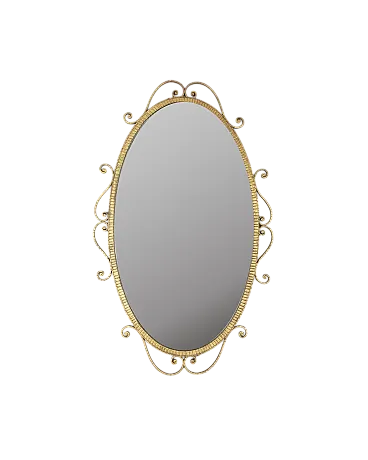 Gilt metal wall mirror by Pier Luigi Colli, 1950s