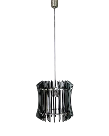Metal and smoke glass pendant by Veca, 1960s