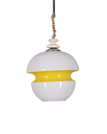White and yellow glass pendant, 1970s