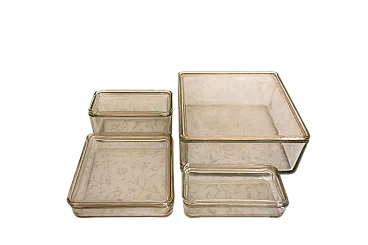 8 contenitori in vetro Kubus  di Wilhelm Wagenfeld per Vlg, anni '30