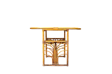 Tavolino Art Déco in bambù e rattan di Vivai del Sud, anni '60