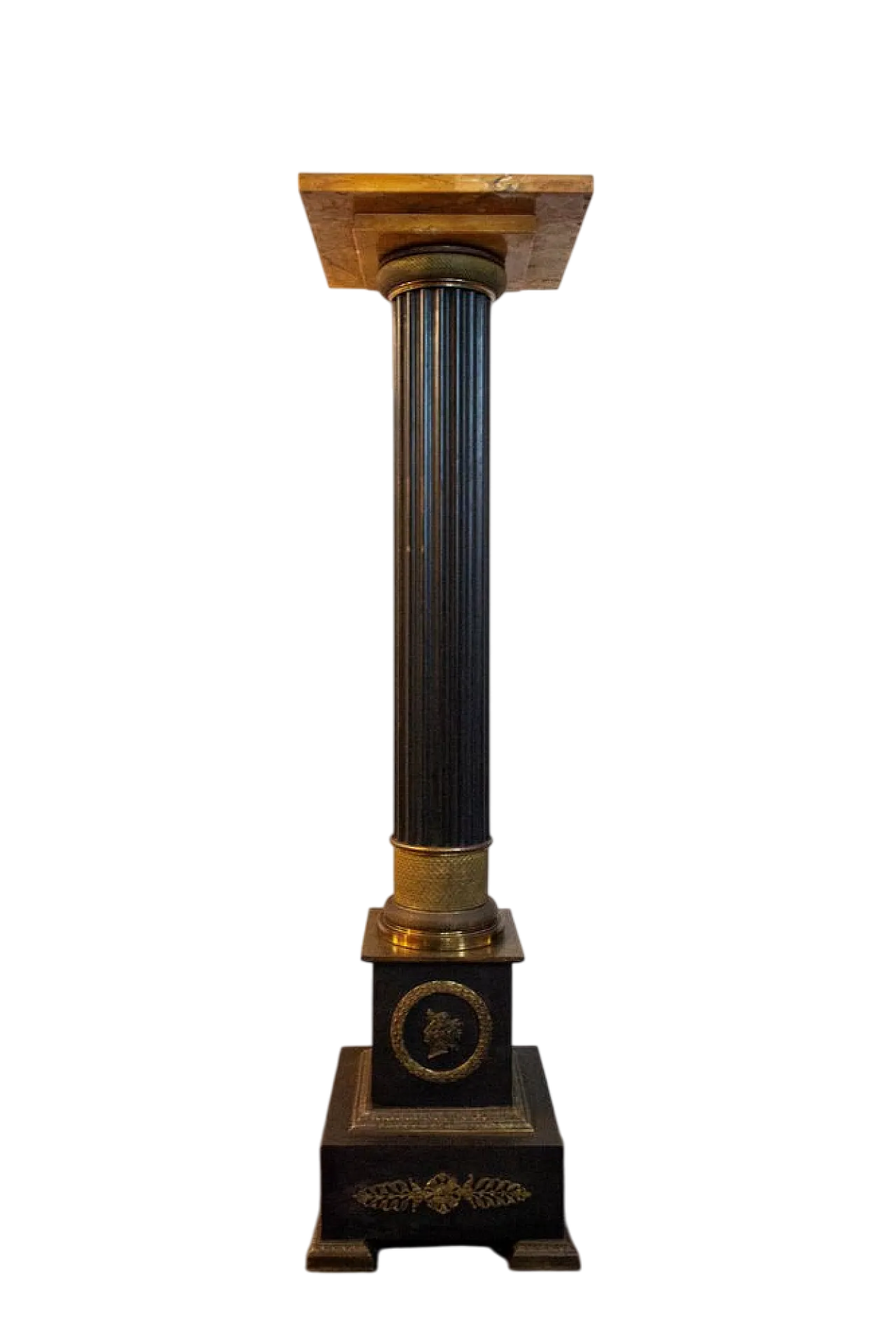 Gilded bronze column with Siena marble shelf, 19th century 5