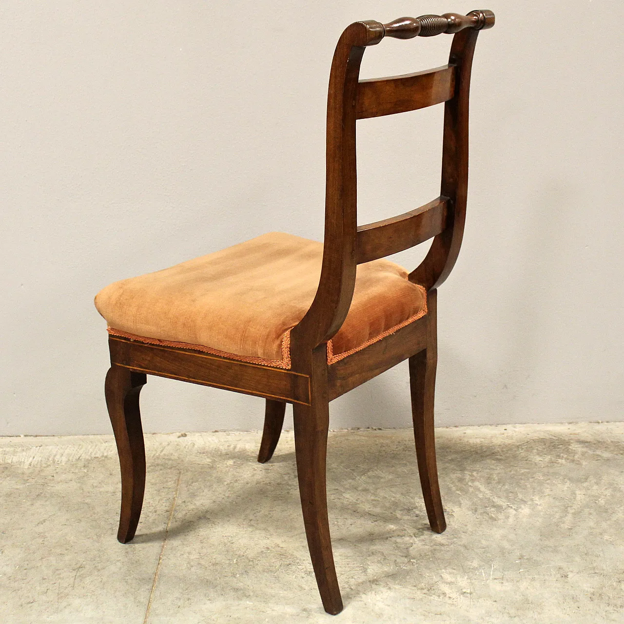 Set of 6 Carlo X chairs in 19th century Italian inlaid walnut 7