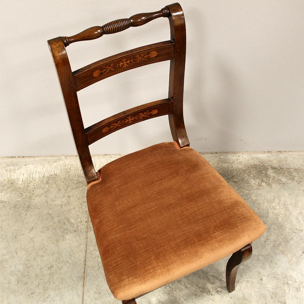 Set of 6 Carlo X chairs in 19th century Italian inlaid walnut 9