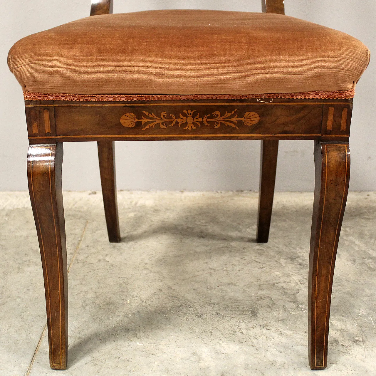 Set of 6 Carlo X chairs in 19th century Italian inlaid walnut 11