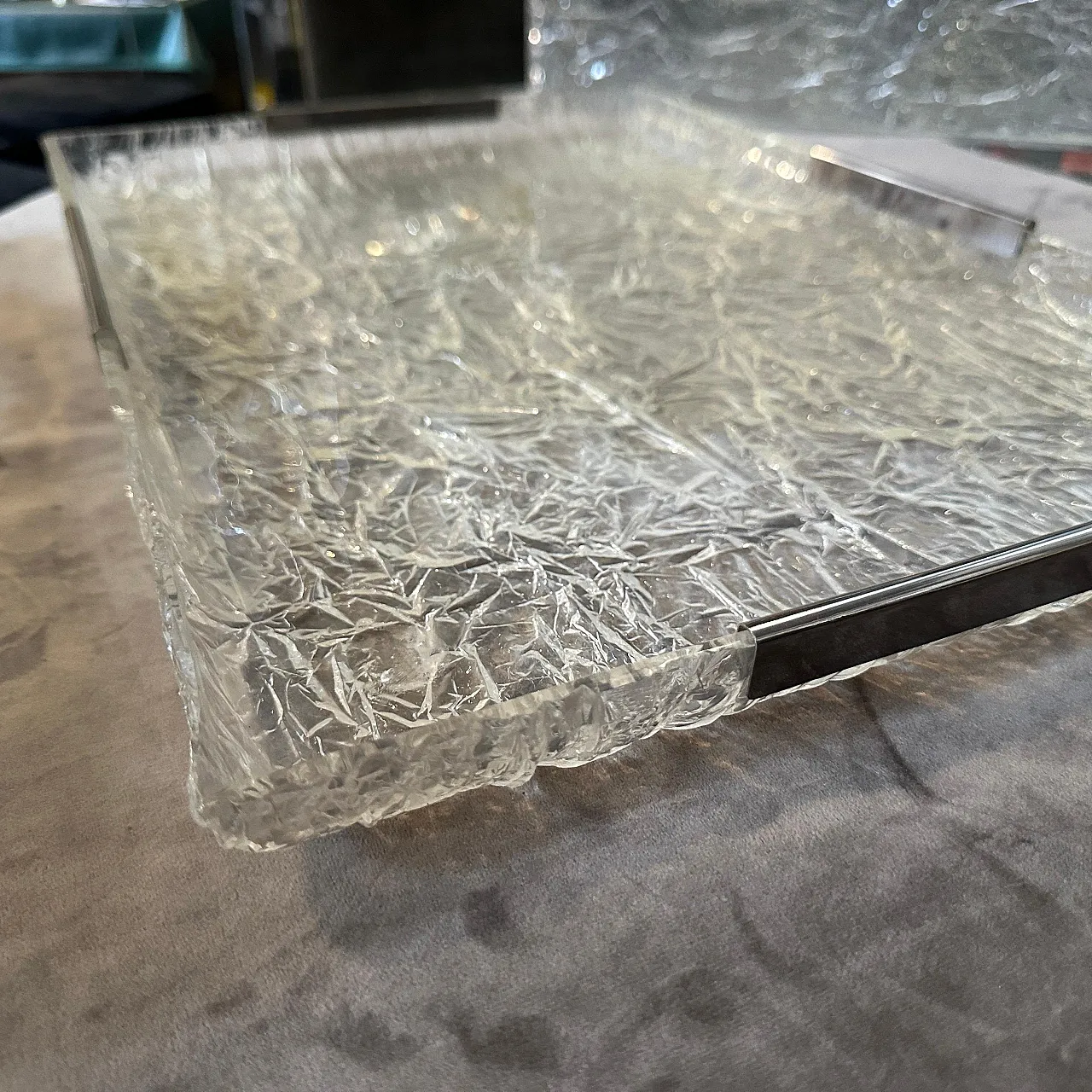 Lucite and silver tray by Ulderico Cavinato, 1980s 4