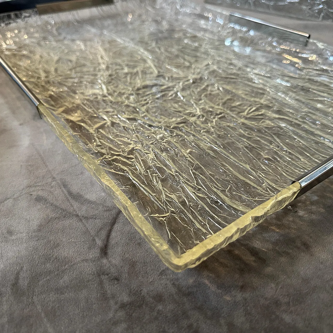 Lucite and silver tray by Ulderico Cavinato, 1980s 10