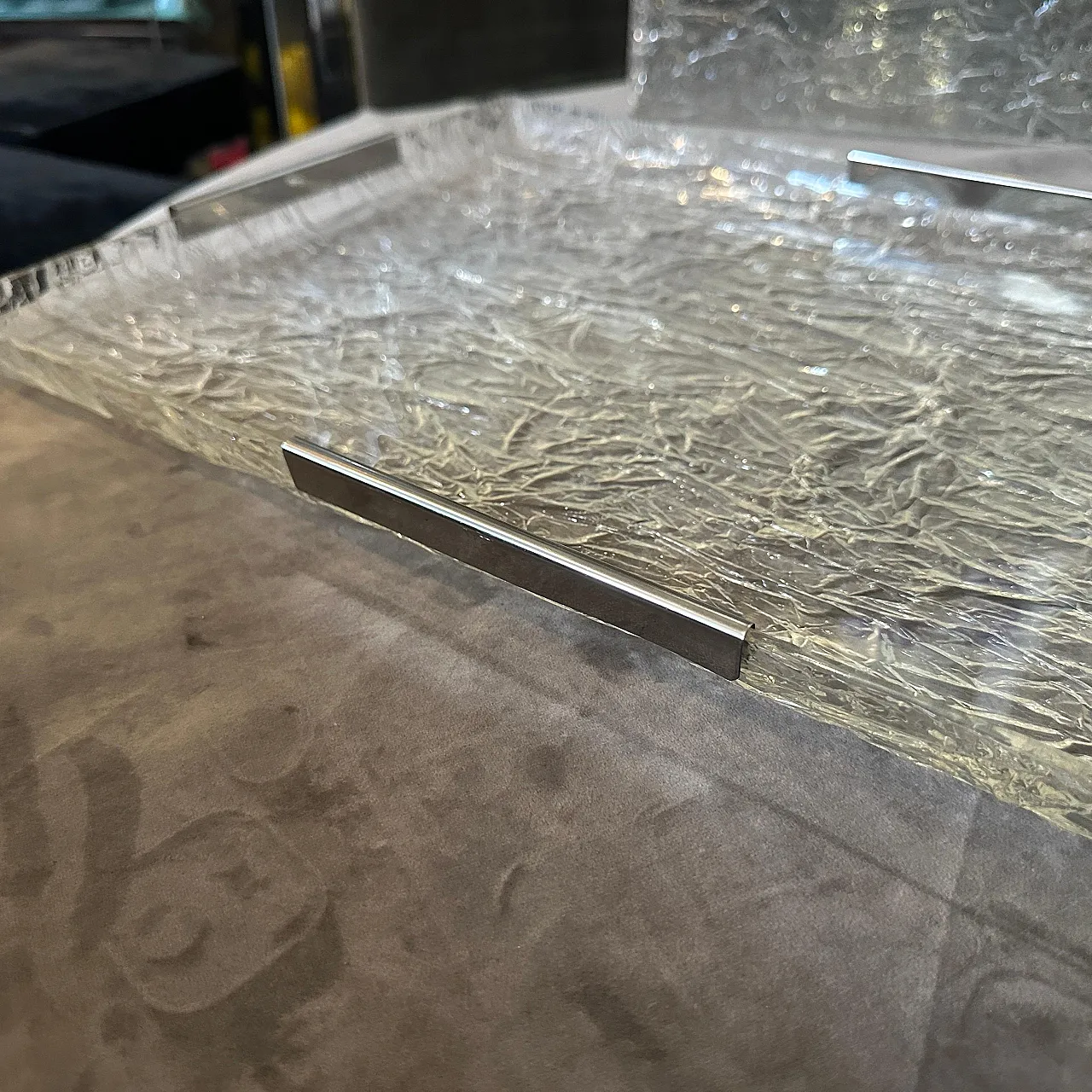 Lucite and silver tray by Ulderico Cavinato, 1980s 11