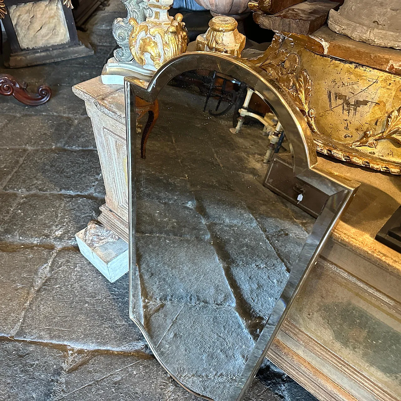 Specchio in ottone stile Mid-Century Modern di Gio Pontianni, 1950s 13