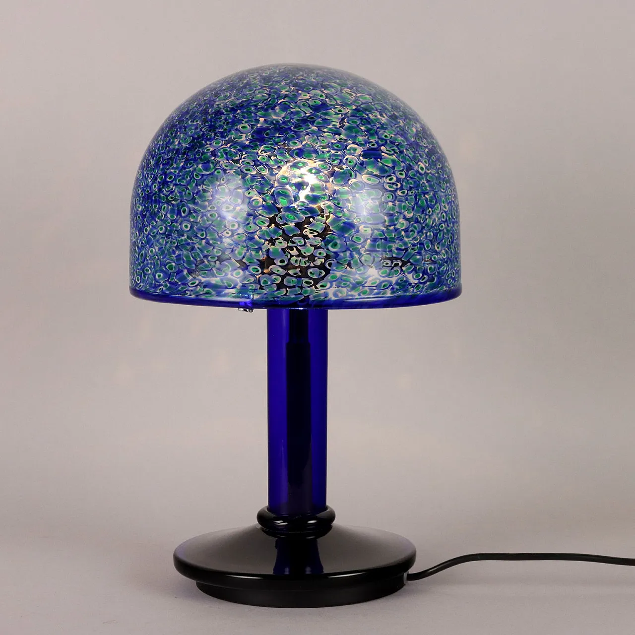 Lampade da tavolo in vetro blu di Vistosi Murano, Anni '80 3