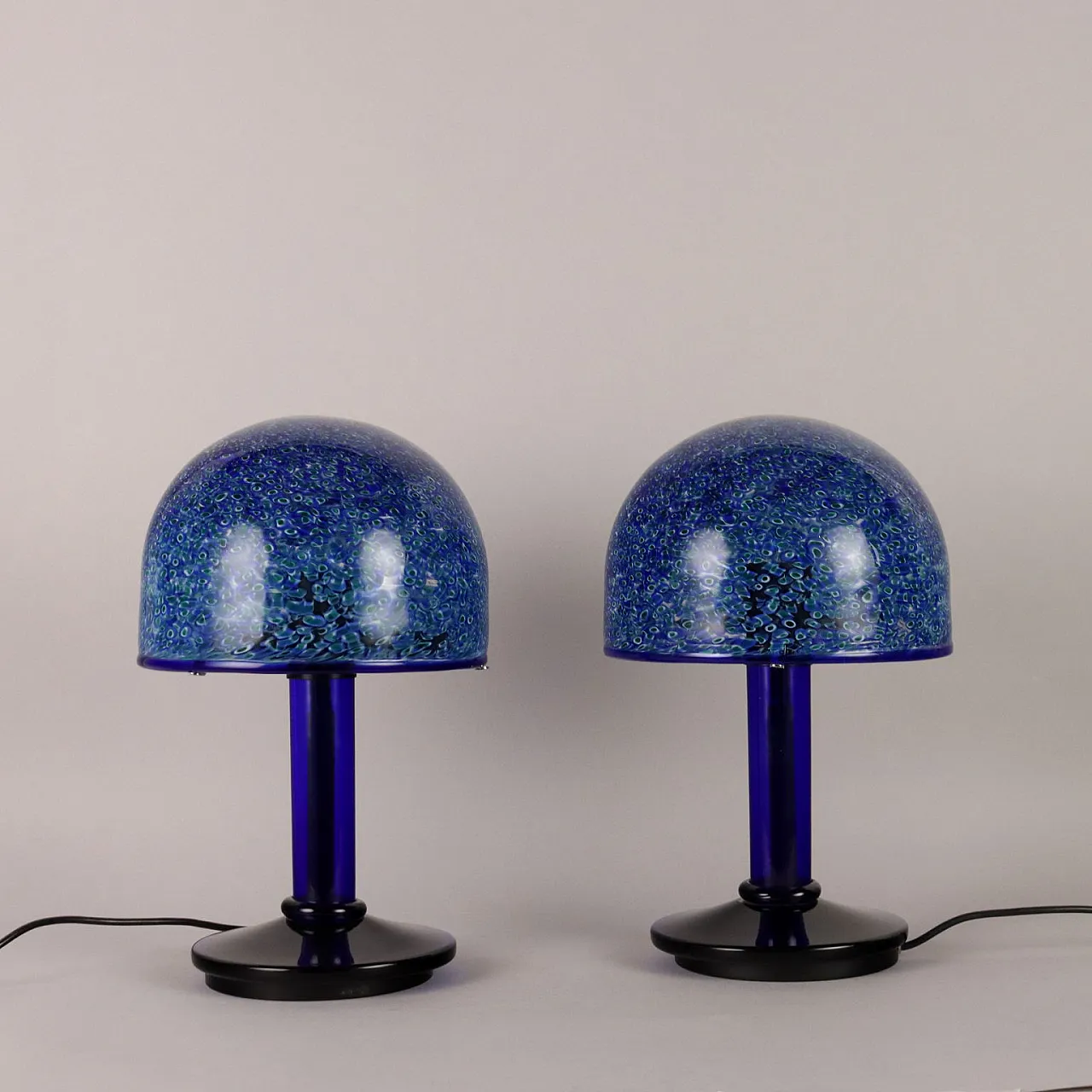 Lampade da tavolo in vetro blu di Vistosi Murano, Anni '80 6