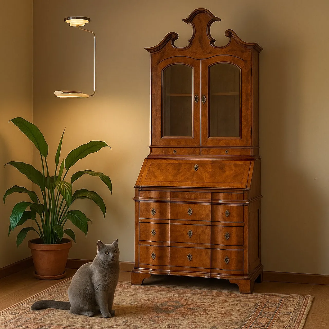 Trumeau in noce e radica di noce, '700 2