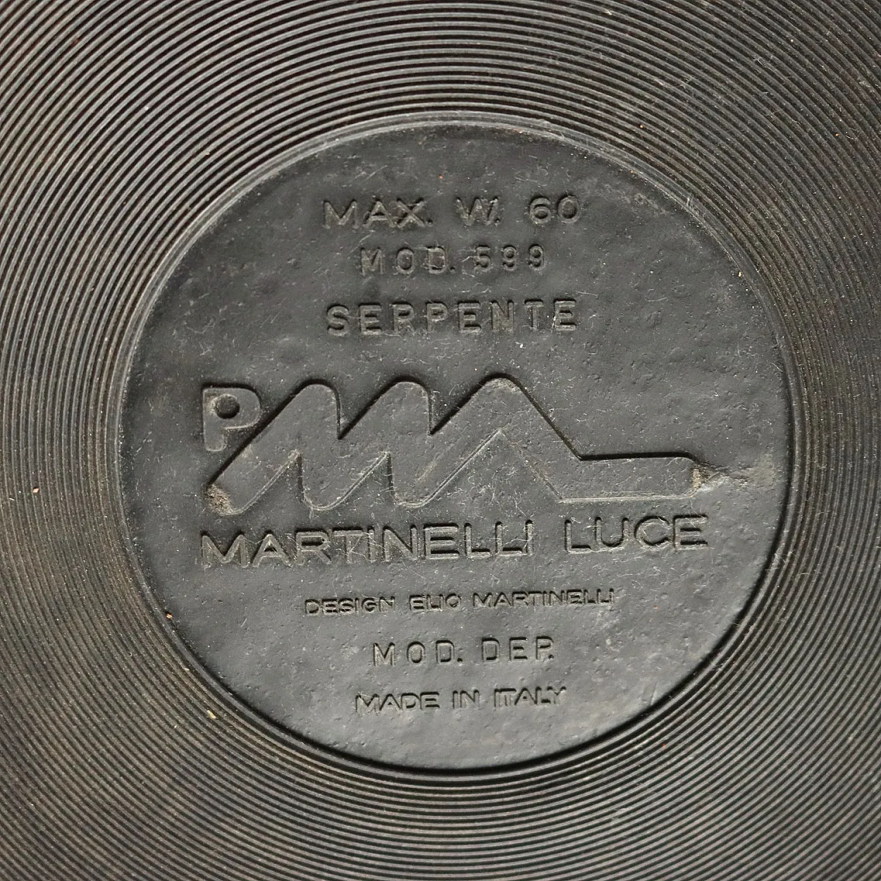 Lampada Martinelli Luce Serpente in plastica e metallo, anni '60 9