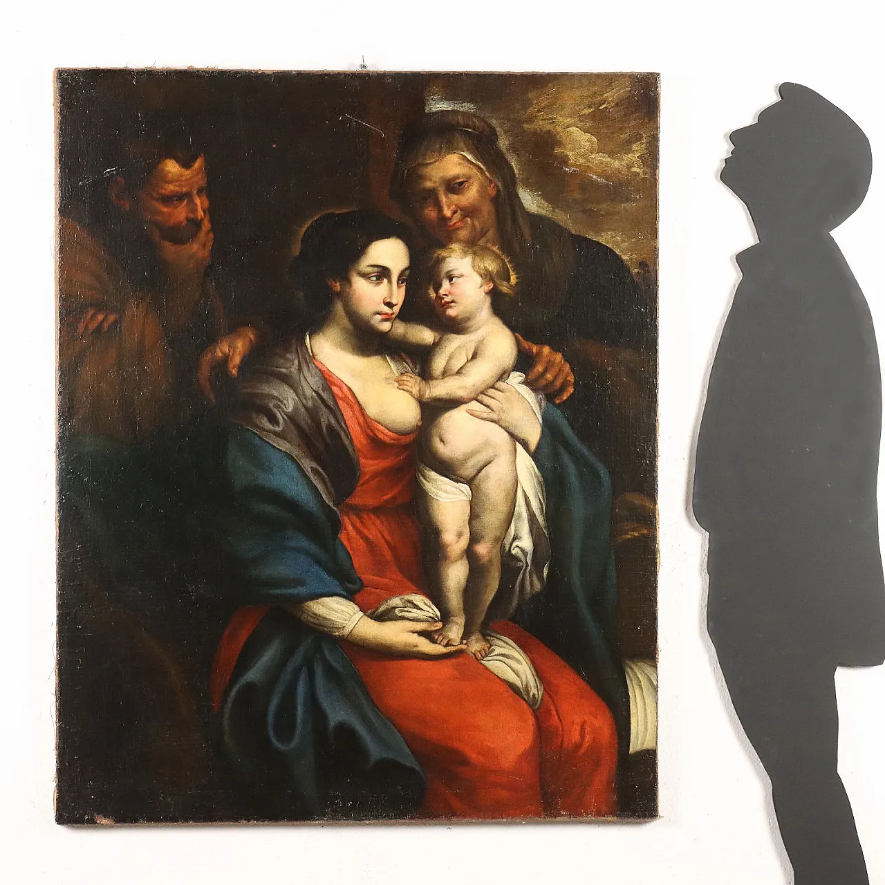 Sacra Famiglia con Sant'Anna, olio su tela nello stile di Rubens, '600 2
