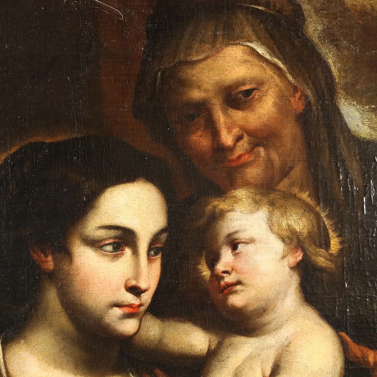 Sacra Famiglia con Sant'Anna, olio su tela nello stile di Rubens, '600 3