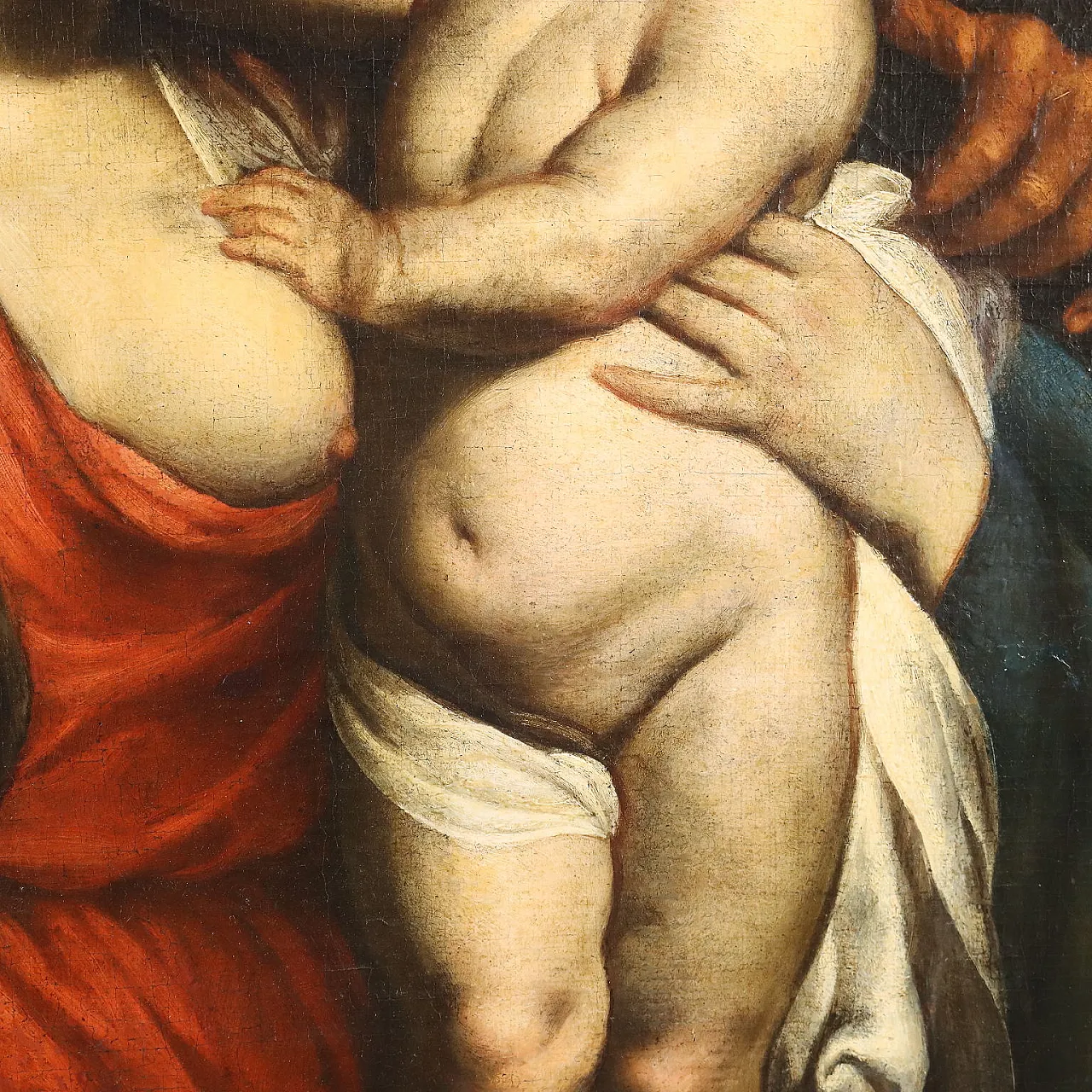 Sacra Famiglia con Sant'Anna, olio su tela nello stile di Rubens, '600 5