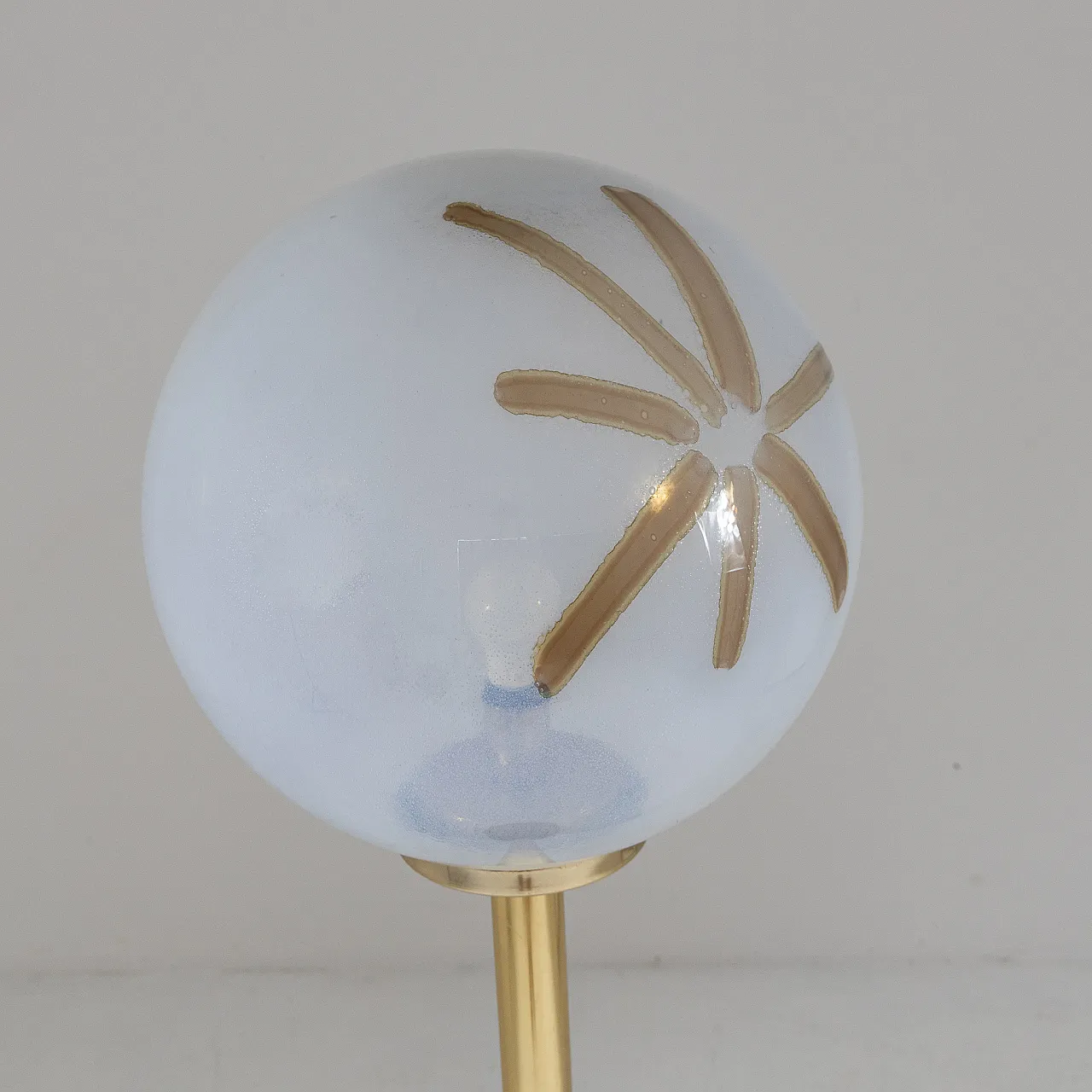 Floor lamp in embossed metal, brass and blown glass, 1970s 4