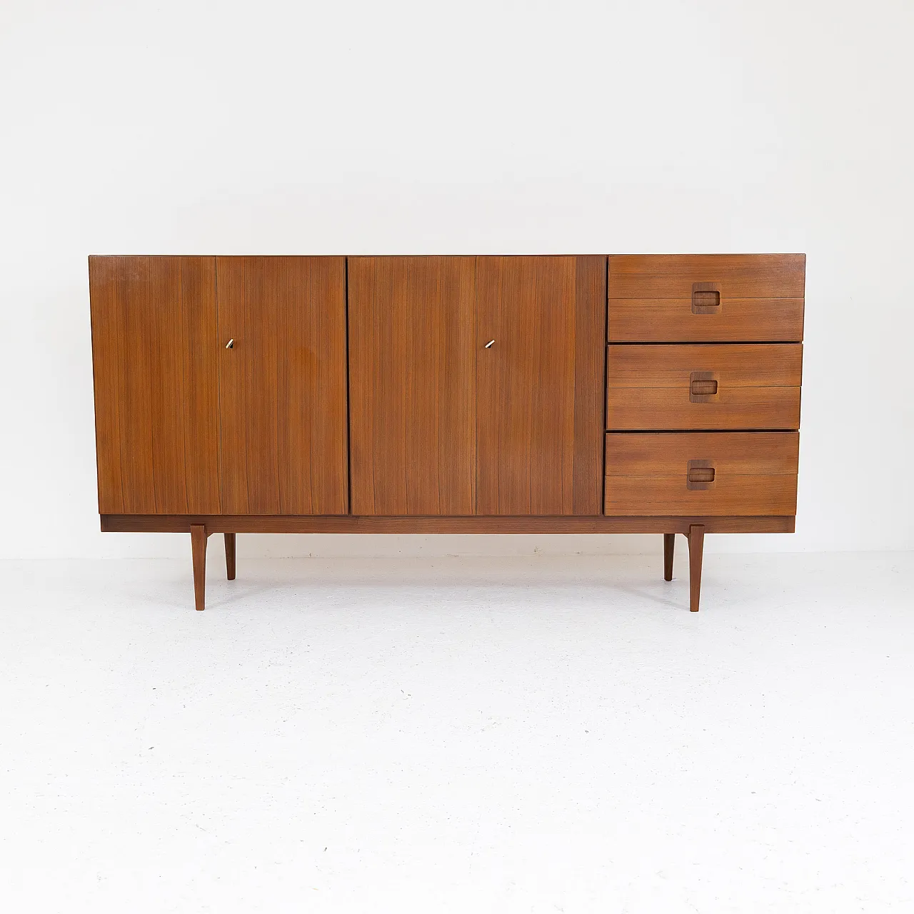 Teak sideboard with maple interior and brass details, 1960s 1