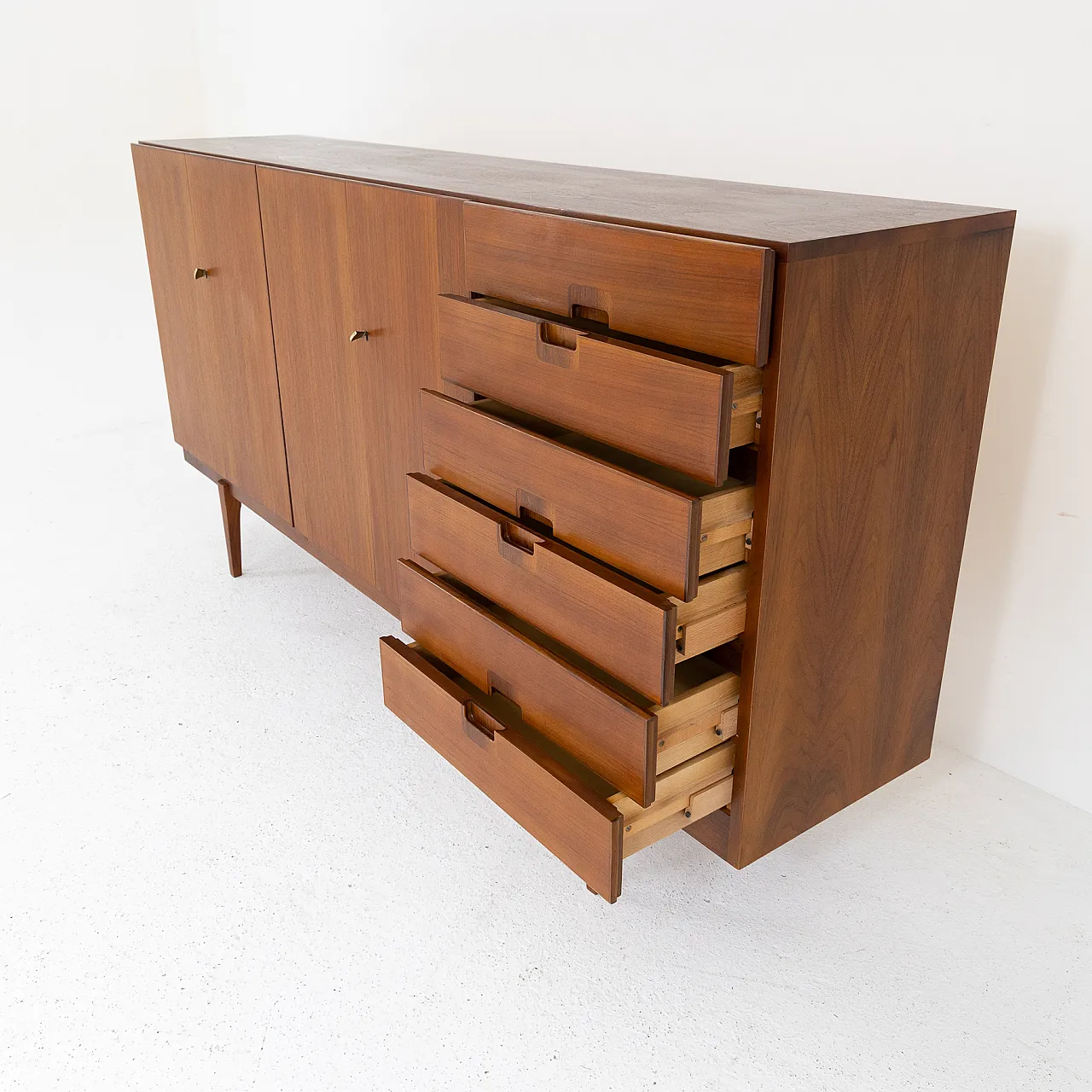 Teak sideboard with maple interior and brass details, 1960s 3