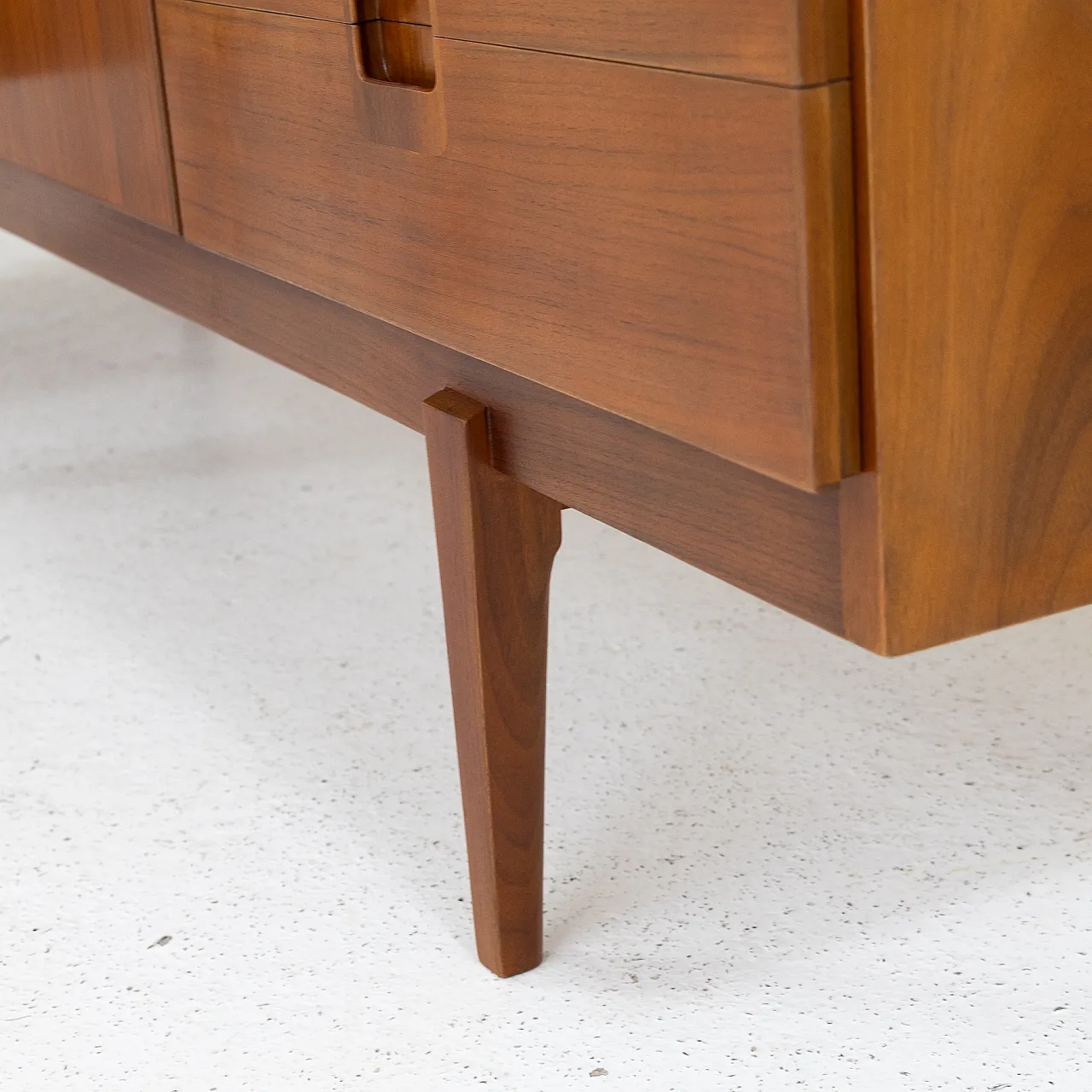 Teak sideboard with maple interior and brass details, 1960s 9
