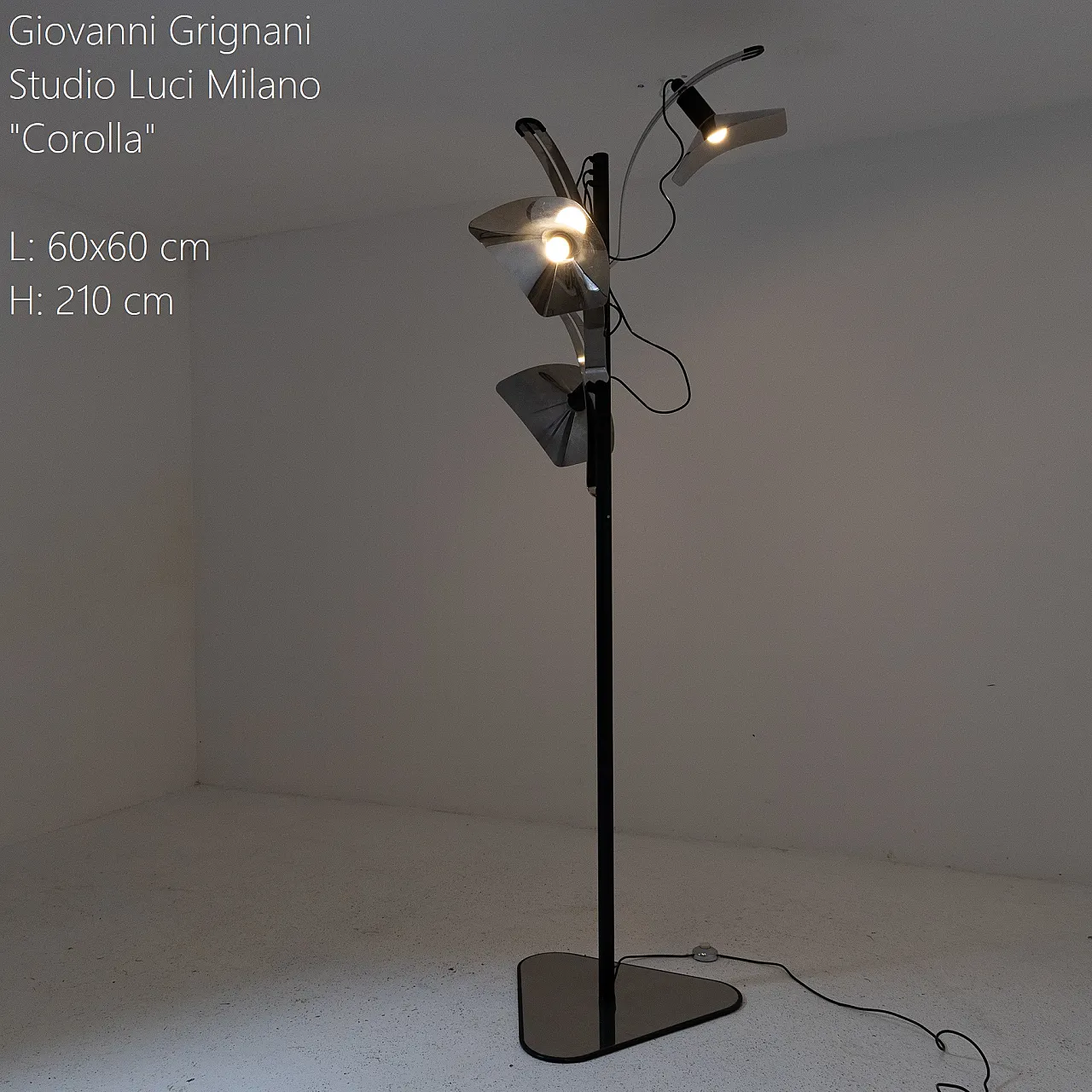 Lampada da terra Corolla di G.Grignani per Studio Luci Milano, anni '70 4
