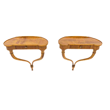 Coppia di comodini sospesi in ciliegio, anni '50