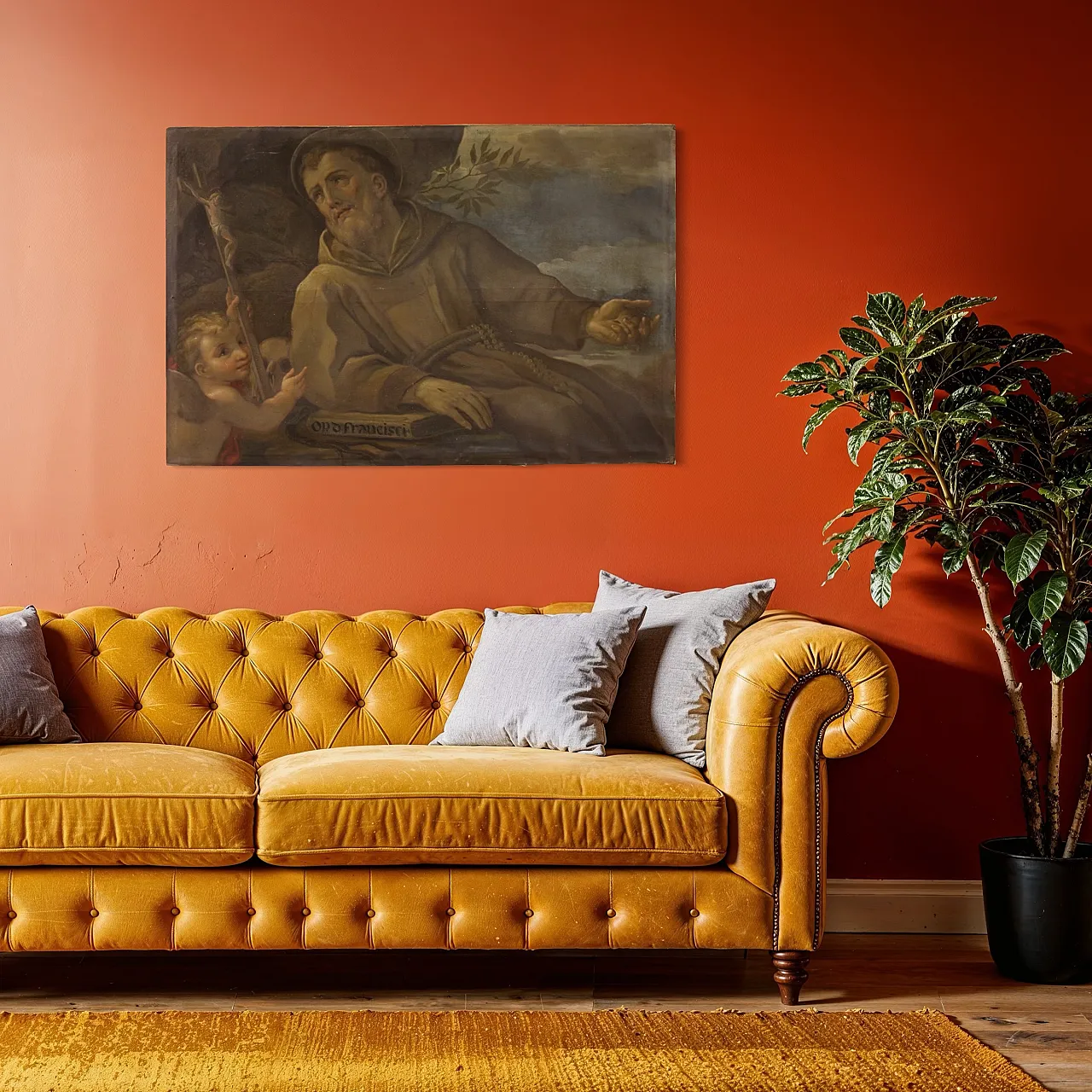 Saint Francis of Assisi, Religious oil painting, 18th century 6