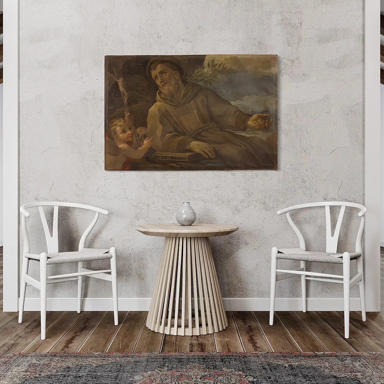 Saint Francis of Assisi, Religious oil painting, 18th century 8